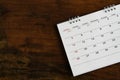 Close up of calendar on the table Royalty Free Stock Photo