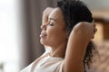 Close Up Of Calm Black Woman Relax With Eyes Closed