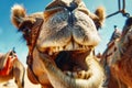 Close up of a camel laughing in to the camera Royalty Free Stock Photo