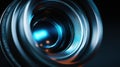 Close-Up of a Camera Lens with Blue Light Reflection and Depth Royalty Free Stock Photo