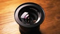 Close-up camera lens, camera. Photos black color