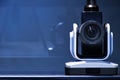 Close up camera webcam for online meeting with copy space Royalty Free Stock Photo