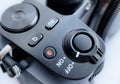 Close-up of the cameras shutter lever, iso sensitivity selection buttons, quick menu and video recording mode