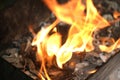 Close up of an campfire at night