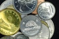 Close-up canadian coins Royalty Free Stock Photo