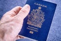 Close up of Canadian passport