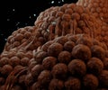 Close up cancer cells with details 3d rendering