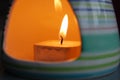 Close up candle, cocooning ambiance Royalty Free Stock Photo