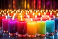 Close up of candles with colorful wax. Candle background Royalty Free Stock Photo