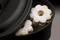 Close up of canestrelli biscuits in black box Royalty Free Stock Photo