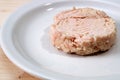 Close up of canned tuna on plate Royalty Free Stock Photo
