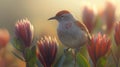 close up Cape Sugarbird on Protea Royalty Free Stock Photo