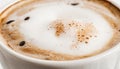 Close up of cappuccino foam or coffee with milk.