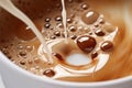 Close up of cappuccino with milk foam in cup. Generative AI