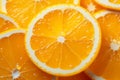 Close up capture Juicy orange slice stands out on vibrant background