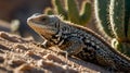 Close-Up of Spiny-Tailed Lizard Resting in Cactus Shade Royalty Free Stock Photo
