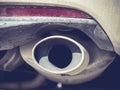 Close up of a car dual exhaust pipe Royalty Free Stock Photo