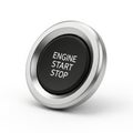 Close Up of a Car Engine Start Stop Button with Metallic Bezel on White Background image Royalty Free Stock Photo