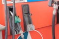 Close up of car fueling process at gasoline petrol station, refuel petroleum oil and energy vehicle business service in Royalty Free Stock Photo