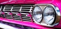Close-up of car grill (pink Caddie) Royalty Free Stock Photo
