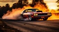 sports car doing burnout on nthe road, car on street, car wallpaper, sports car banner Royalty Free Stock Photo