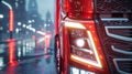 Close-up of a car's rear lights at night. Royalty Free Stock Photo