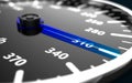 Close up of a car speedometer with the needle pointing a high speed Royalty Free Stock Photo