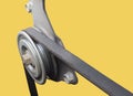 Close up of car timing belt and pulley. Royalty Free Stock Photo