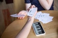 Close-up of cards for studying music and piano in the phone