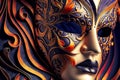 close-up carnival mask, theatrical background