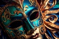 close-up carnival mask, theatrical background