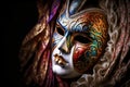 close-up carnival mask, theatrical background