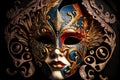 close-up carnival mask, theatrical background