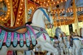 close up of carousel horses and animals
