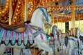 close up of carousel horses and animals