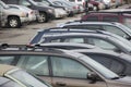 Close up of cars on parking-lot Royalty Free Stock Photo