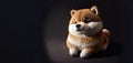 Close up of cartoon fluffy baby Shiba inu dog that look smart, with Generative AI