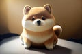 Close up of cartoon fluffy baby Shiba inu dog that look smart, with Generative AI