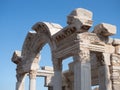 Close Up of the Carved Arch of the Temple of Hadrian at Ephesus Turkey Royalty Free Stock Photo