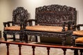 Close-up of carved mahogany furniture and details in Lingnan style, Guangdong, China Royalty Free Stock Photo