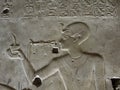 close up carving of young king pharaoh in Seti temple in Sohag Royalty Free Stock Photo