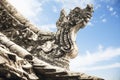 Close-up of carvings on the roof of the pagoda, day, Shanxi Province, China