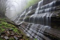 close-up of cascading spring waterfalls, with droplets of water and mist visible Royalty Free Stock Photo