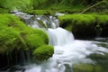 close-up of cascading spring waterfalls, with the sound of rushing water audible Royalty Free Stock Photo