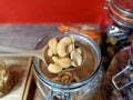 Cashew in a wooden spoon Royalty Free Stock Photo