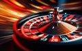 Close-up of a casino betting roulette spinning and with motion blur effect