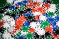 Close up of casino chips background Royalty Free Stock Photo