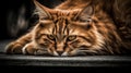 a close up of a cat laying on a floor with its eyes closed Royalty Free Stock Photo