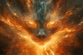 A close up of a cat\'s face with fire coming out, AI Royalty Free Stock Photo