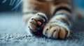 A close up of a cat's paw with claws and toes, AI Royalty Free Stock Photo
